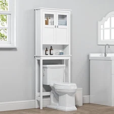 Bathroom Cabinet Over Toilet, Bathroom Storage Cabinet with Glass Doors and A...