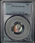 1943-S Mercury Dime, PCGS Genuine Questionable Color, Beautiful Color, FB