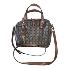 FOSSIL Rachel Satchel Handbag Signature Pebbled Leather Crossbody