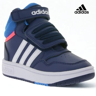 adidas Hoops Mid 3.0 AC Kinder Sneaker Dunkelblau – Klettverschluss Schuhe - Bild 1 von 4