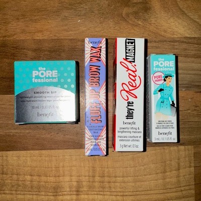 Benefit Xmas Beauty Geschenkset 4tlg Fluff Wax They re Real Magnet Primer Smooth Sip