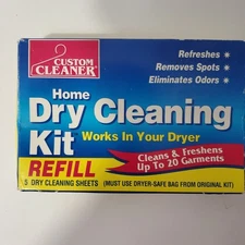 Custom Cleaners Home Dry Cleaning Kit REFILL 5 Cleaning Sheets in a Sealed Box