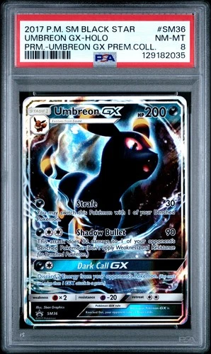 2017 POKEMON SM BLACK STAR PROMO UMBREON GX #SM36 PSA 8 NM #129182035