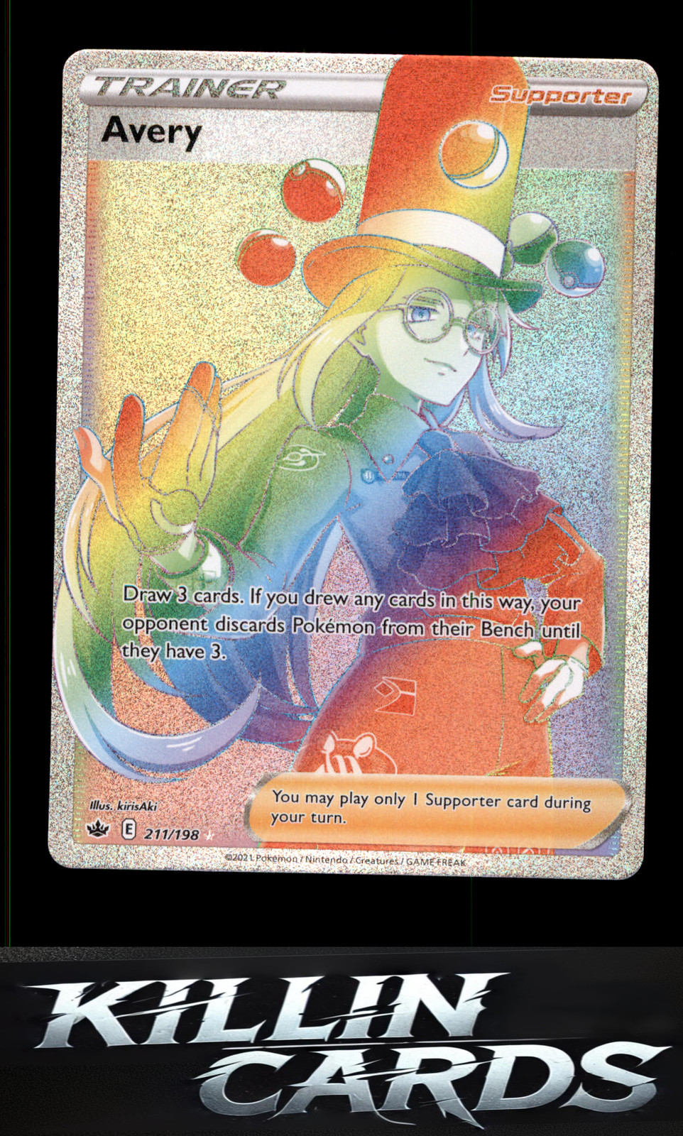 Avery (Secret) 211/198 Pokemon Secret Rare SWSH06: Chilling Reign Card NM