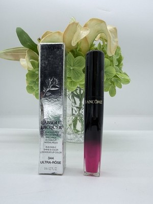 LANCOME L ABSOLU LACQUER Shine & Color Longwear Lip Color 344 ULTRA ROSE 8ml