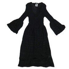 Missoni Black Knit Dress Bell Sleeve V-Neck with Slip - Size 6