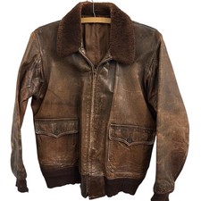 WWII Leather Navy M-422 Flight Jacket Vintage 1940s Size Medium Aviator Uniform