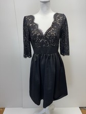 ELIZA J Size 8 Little Black Dress And Lace Bodice And Sleeves