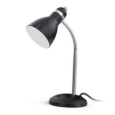 Metal Desk Lamp, Adjustable Goose Neck Table Lamp, Eye-Caring Study Desk Black