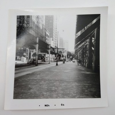 Vintage 1966 Chicago Loop Elevated Train Street Scene Black & White Photograph