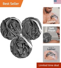 Charcoal Infused Bath Shower Loofah Sponge Pouf Body Wash Scrubber Set of 3