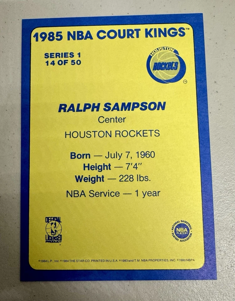 Ralph Sampson 1985 Star 5 X 7 Court King Houston Rockets Basketball card #14 - Image 2 of 2