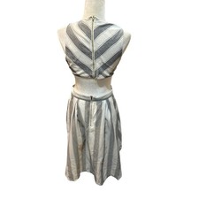 Striped Sleeveless Mini Dress Cutout High Low Hem Casual Party