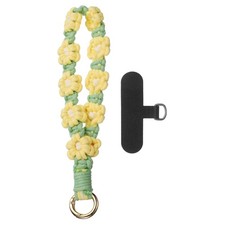 Boho Macrame Keychain Boho Wrist Keychain with T-shaped Pad, Light Yellow Green
