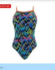 TYR The Finals Youth Girl Funhouse Orange Swimsuit Flutterback No Foil Sz 22 New