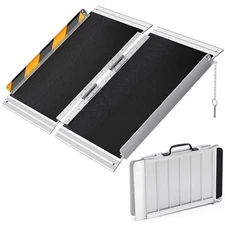 Portable Folding Aluminum Wheelchair Ramp Non-Slip Threshold 800 lbs Capacity