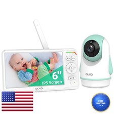 OKAIDI 6" IPS Screen Baby Monitor with Camera Audio Pan-Tilt-Zoom