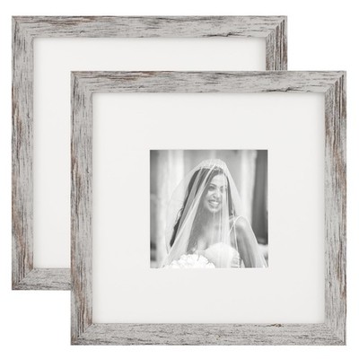TOFOREVO Picture Frames 8x8 Set of 2 Distressed White Wood Grain Photo Frame ...