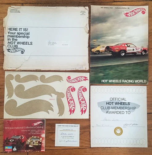 Vintage 1970 HOT WHEELS Club Kit Membership Catalog Redline Decals Magazine etc.