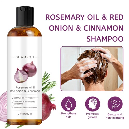 Rosemary Oil & Red Onion & Cinnamon Shampoo For Thinning Hair, Growth, and Shine - Afbeelding 3 van 12