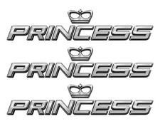 Prinzessin Yacht Aufkleber 3er Set, 3D aussehende Metall-Stil Vinyl Replik, 10" lang