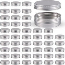 48 Pcs Aluminum round Cans with Lid, 2 Oz Metal Tins Food Candle Containers with