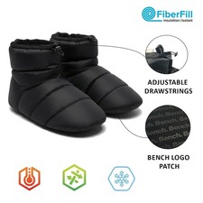 Bench Men's Jet Black Puffer Slippers Indoor FiberFill (S03)