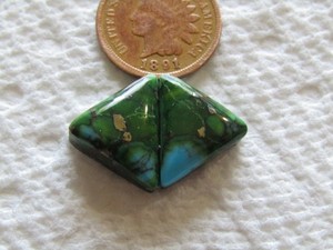 2 Blue Green Turquoise Cabs 12 carats Matching set Cabochons