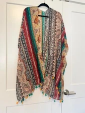 Boho Kimono Open Cardigan Multi-color w/ tassles O/S