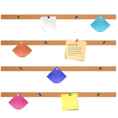4 PCS 36x1 inch Brown Felt Cork Bulletin Bar Strips Self-Adhesive for Wall