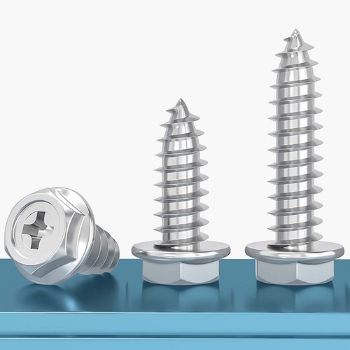 Flanged Self Tapping Screws Stainless Steel Hexagon Hex Head Tappers M3 M4 - M10 - Picture 3 of 89