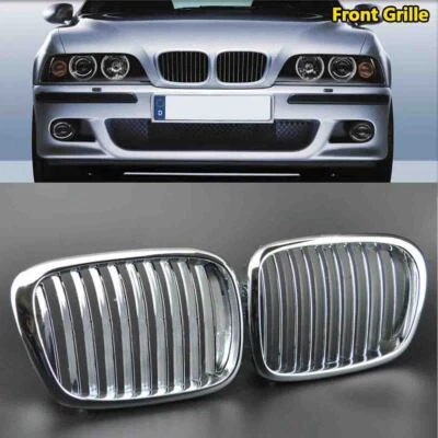 Pair Front Chrome Kidney Grill For BMW 5 Series E39 M5 Series Facelift 1998-2003 - Image 1 of 4