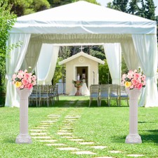 2 Pcs White Roman Pillar Flowerpot Holders for Wedding and Events