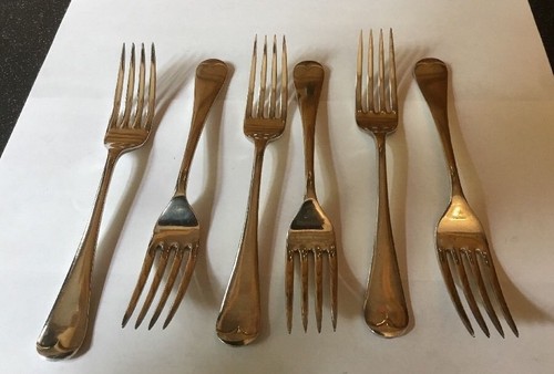 6 x Vintage Walker & Hall W&H 6.75" Dessert Forks Old English Cutlery Flatware - Picture 3 of 6