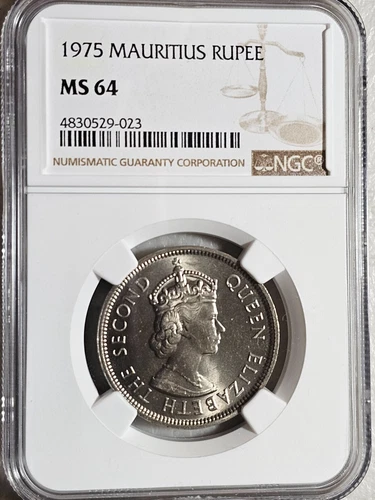 Mauritius 1 Rupee 1975 NGC MS 64