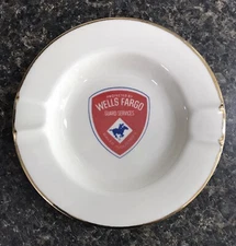 Vintage Protected By Wells Fargo Guard Services Baker Industries Ceramic Ashtray