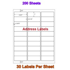 1 x 2 5/8 6000 Address Laser Ink Jet Shipping Labels 2.625 x 1 30UP 2000 Sheets