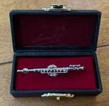 Musical instrument Silver Flute Pin Tie Tack 2 1/2 inches