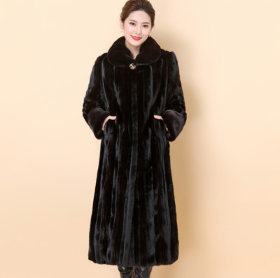 Womens Real Mink Fur Plus Size 6XL Outwear Jacket Full Length Long
