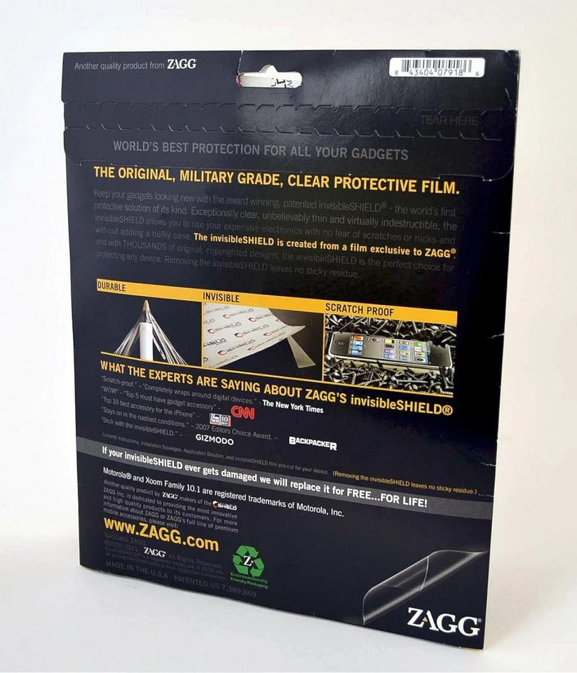 NEW Zagg Invisible Shield Motorola Xoom 10.1" Screen Protector Scratch Resistant - Image 2 of 2