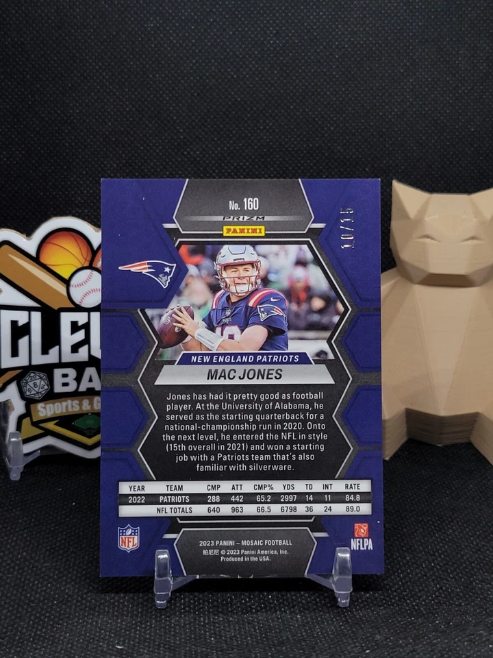 2023 Panini Mosaic Kaleidescape/ 15 Mac Jones #160 Patriots (CBMH) - Image 2 of 2