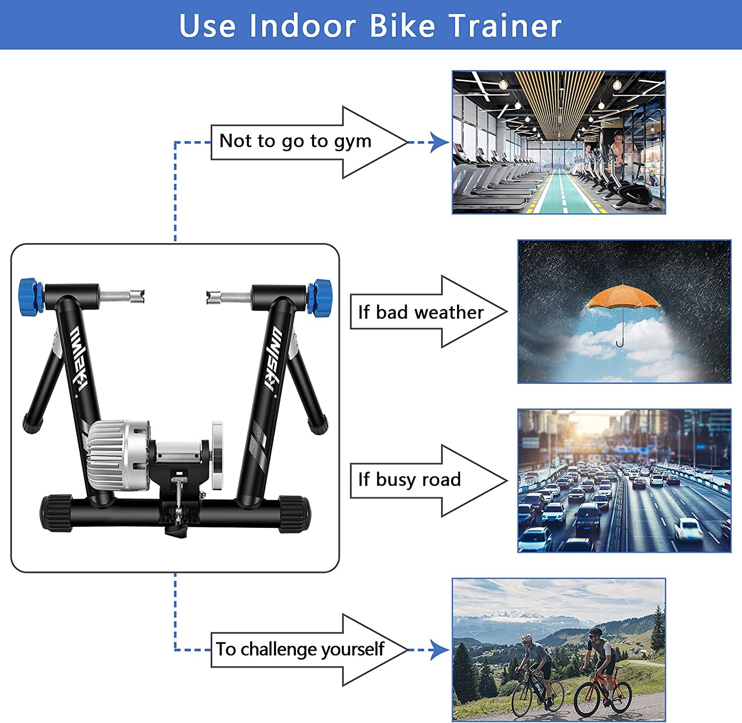 Bike Trainer Stand Indoor Bicycle Stand with Noise Reduction Magnetic Stationary