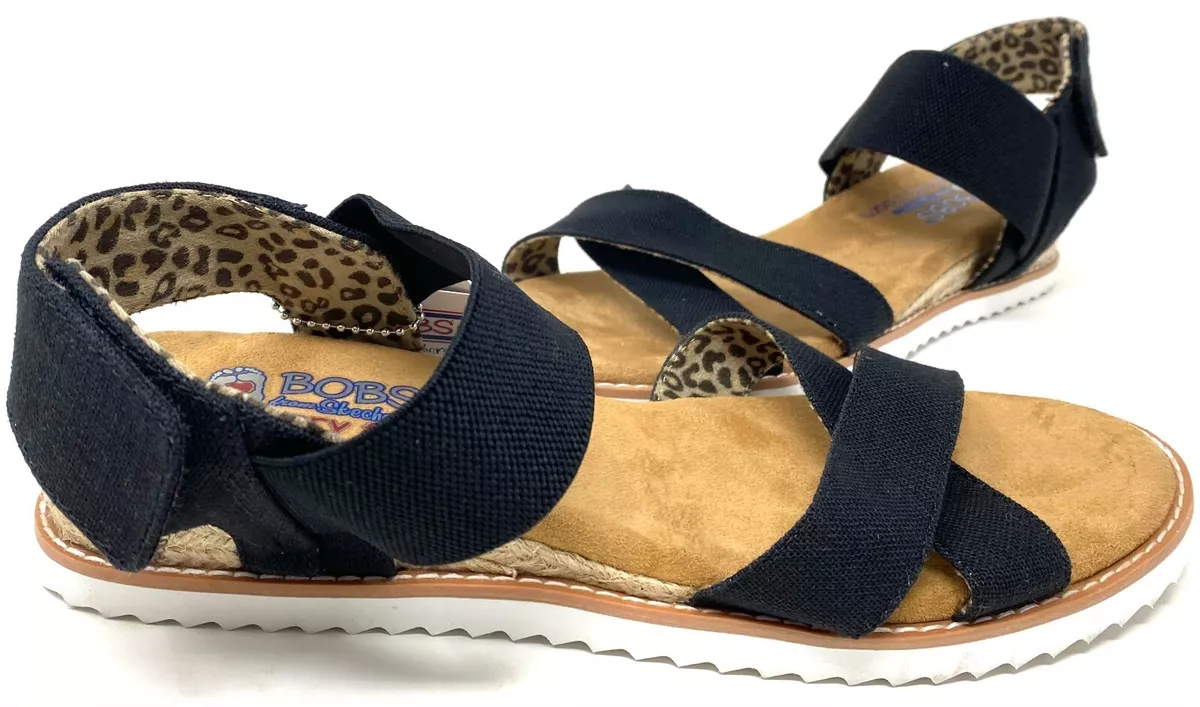 Skechers Women s BOBS Desert Kiss Secret Picnic Sandals Blk 33386 Size 6 146B