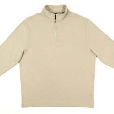 Van Heusen Flex 1/4 Zip Sweater Heavyweight Soft Classic Neutral Mens Large