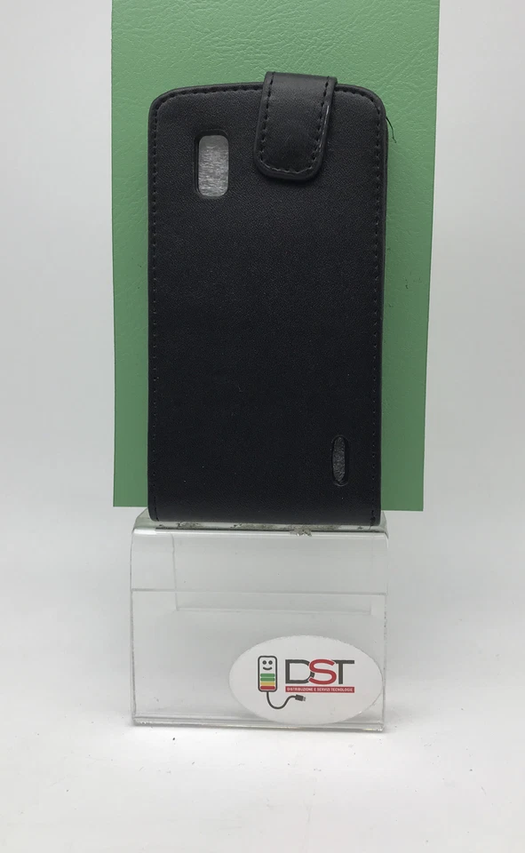 Cover case a FLIP Verticale per LG NEXUS 4 Rigida Nera Pelle - Immagine 2 di 4