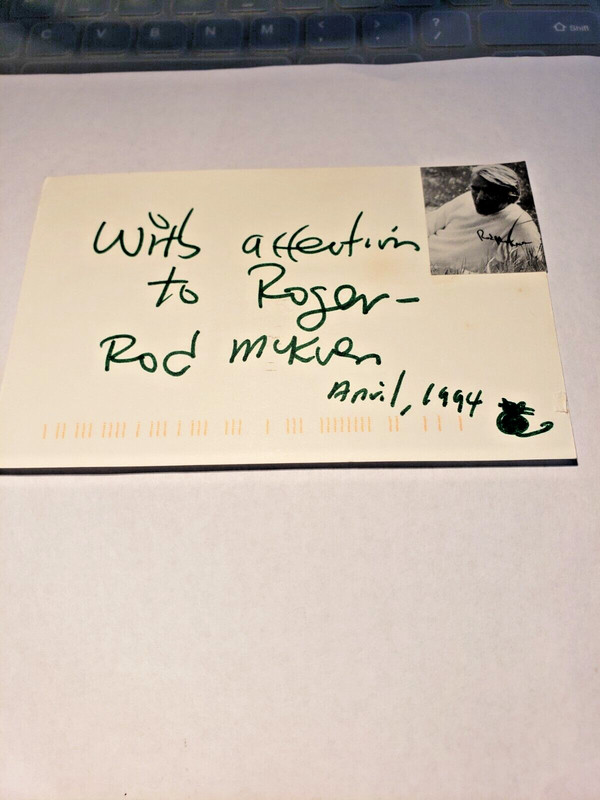 Rod McKuen - Poet/Singer-Songwriter of 1500+Songs/Composer/ Signed Post Card