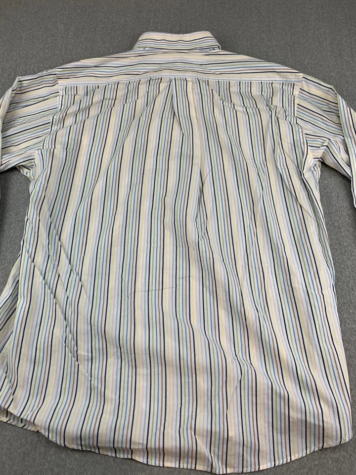 Duck Head Button Down Shirt Men L 16/16.5 34/35 White Stripe Colorful Preppy - Image 2 of 4