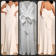 LULUS Bow Down to Love White Satin Bow Maxi Dress**Beautiful Size SMALL**NWOT**