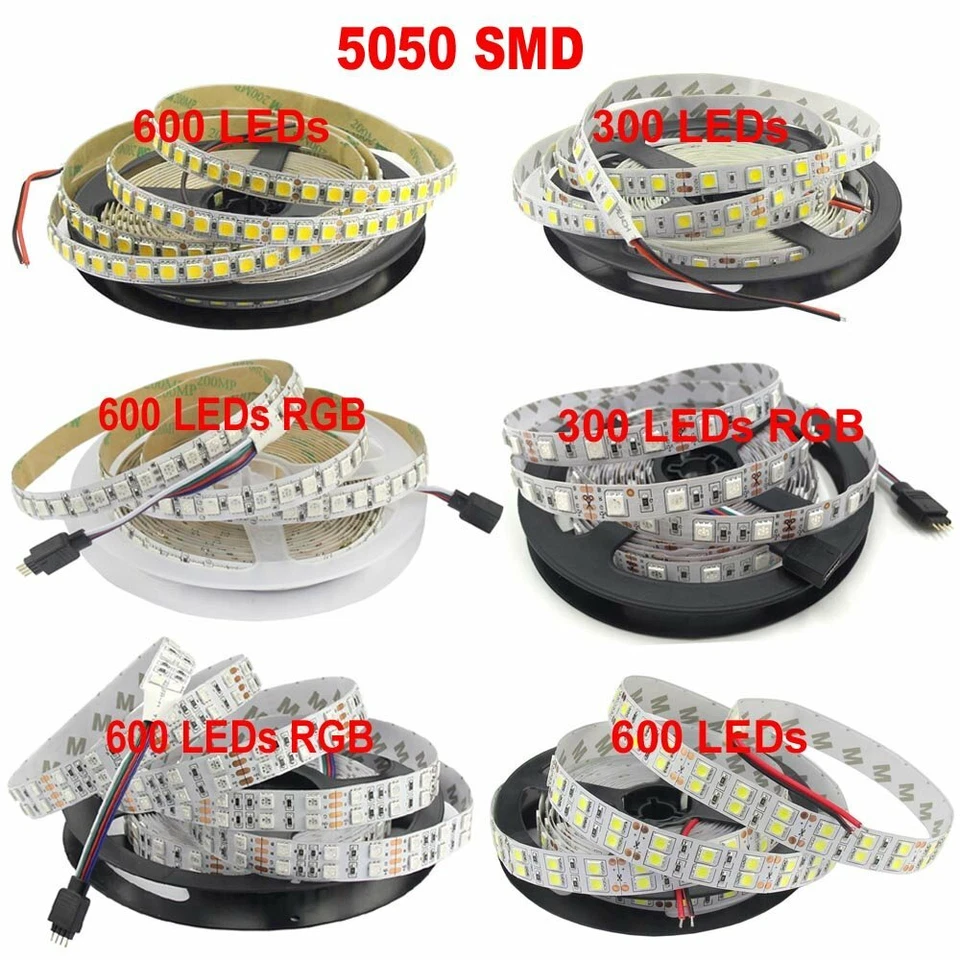 16.4ft LED Strip 3528 2835 3014 5050 5054 5630 5730 7020 SMD Flexible Light 12V - Image 3 of 4