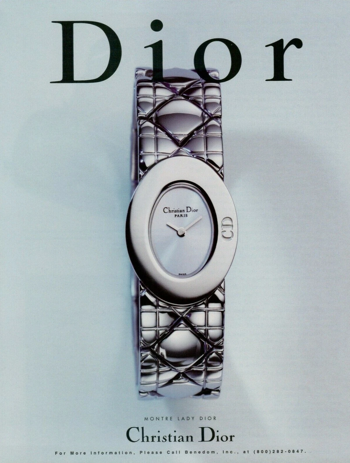 Montre suisse femme Christian Dior Montre Lady Dior 1999 vintage print publicitaire